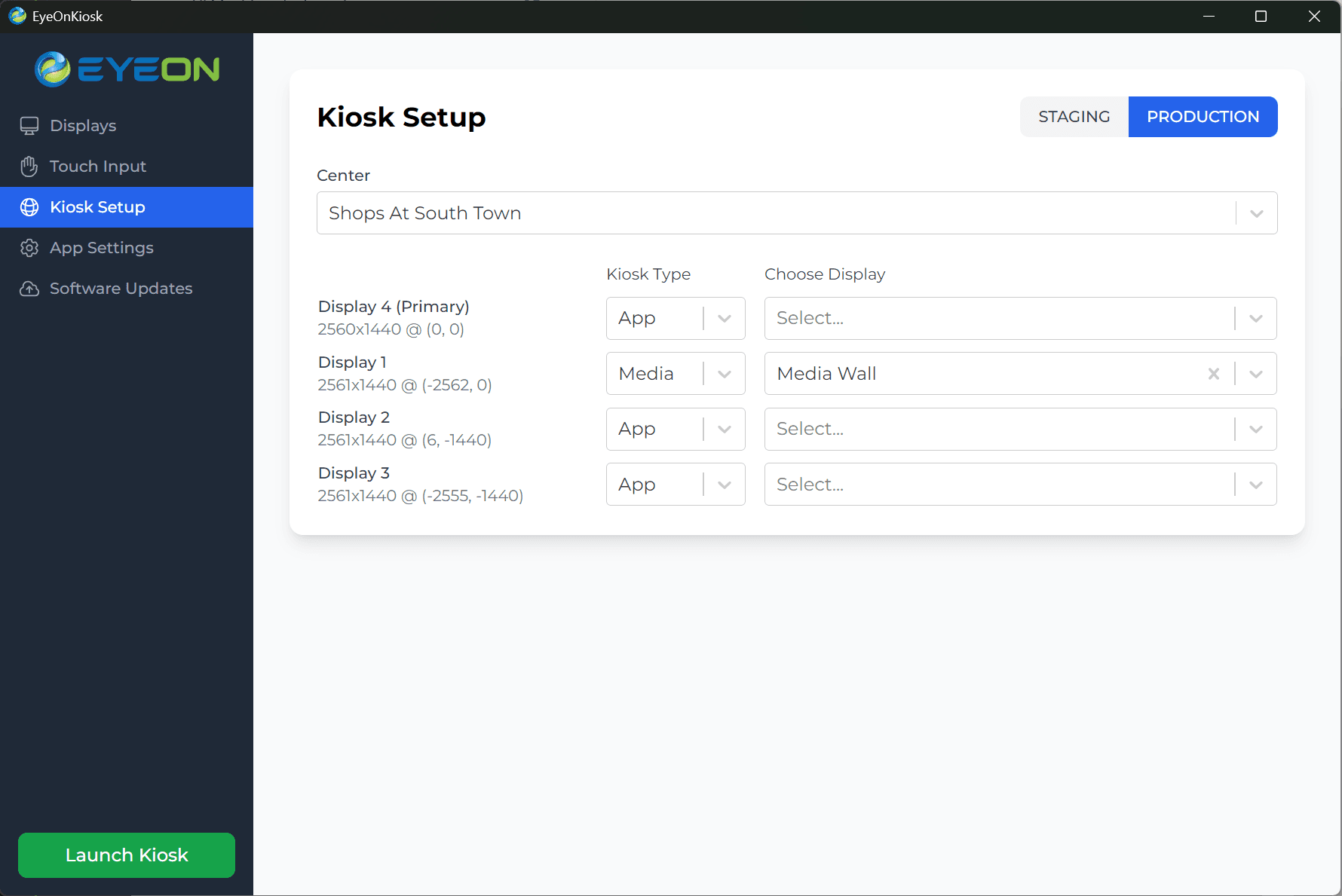 EyeOnKiosk Desktop Application Interface