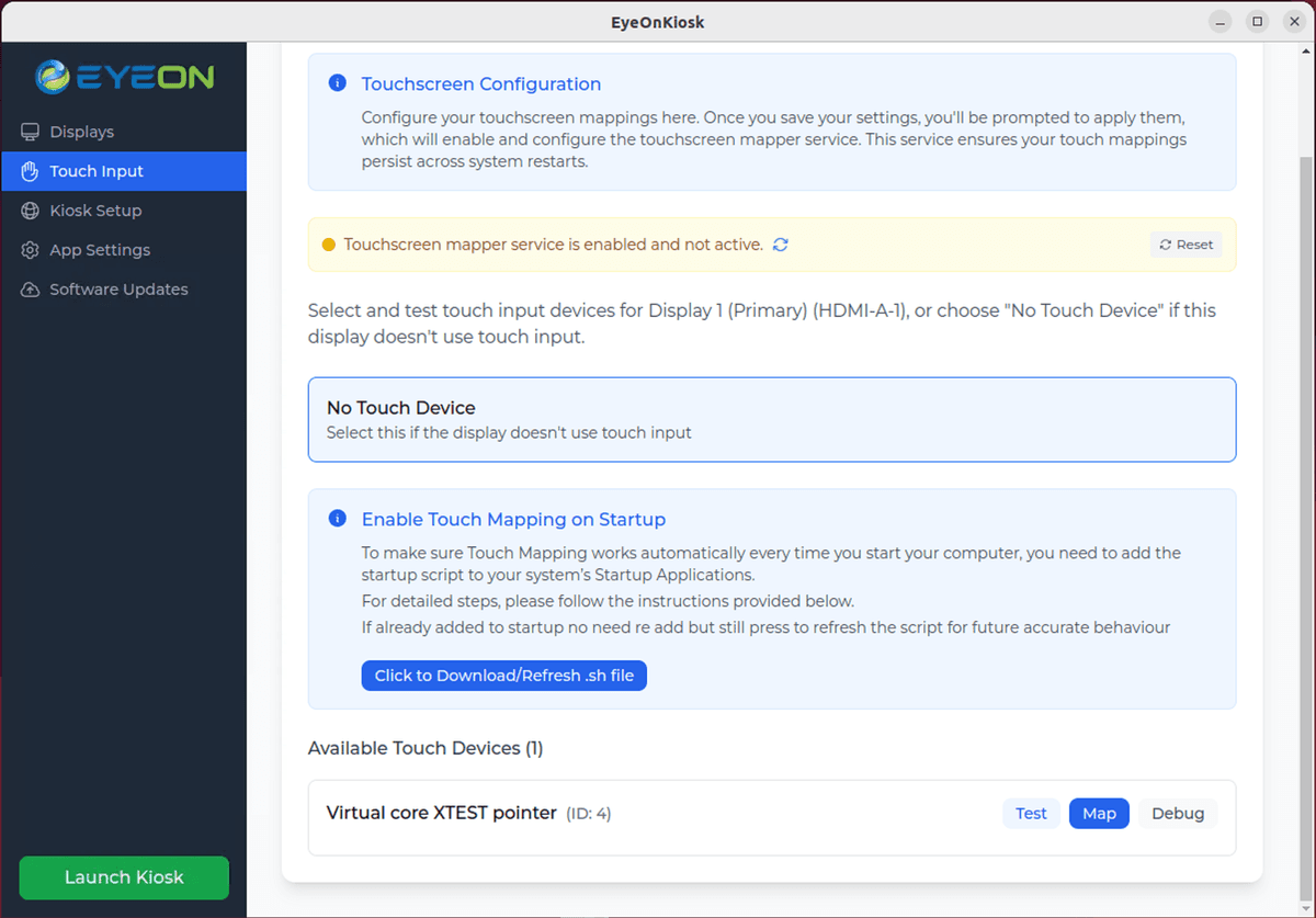 Touch Input Configuration Interface